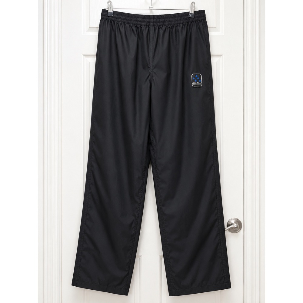 Eddie Bauer Black Waterproof Rain Pants XL Elastic Waist Hiking Outdoor Gorpcore